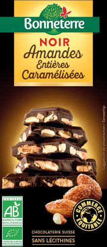 CHOCOLAT NOIR AMANDES CARAMELISEES 200G